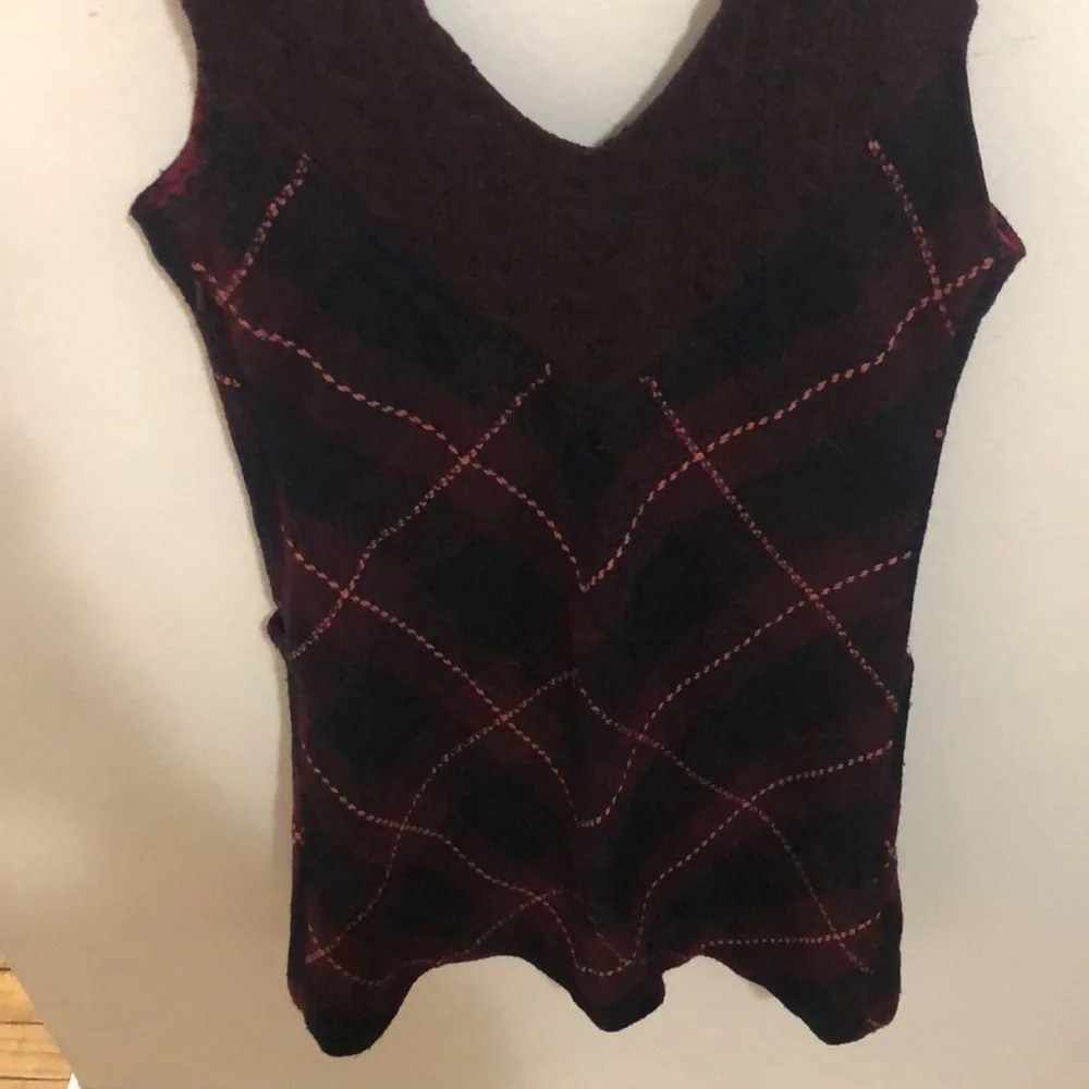 Free People wool blend plaid mini jumper wine color